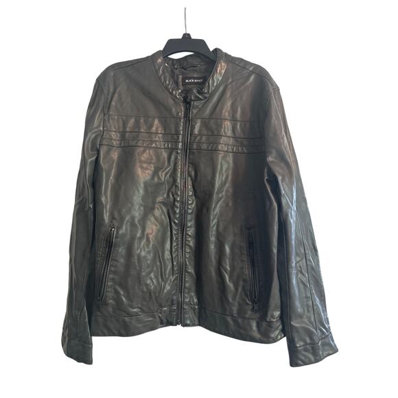 VGUC Black Rivet Men's Black Faux Leather Waist Length Jacket Size XL - Picture 1 of 6